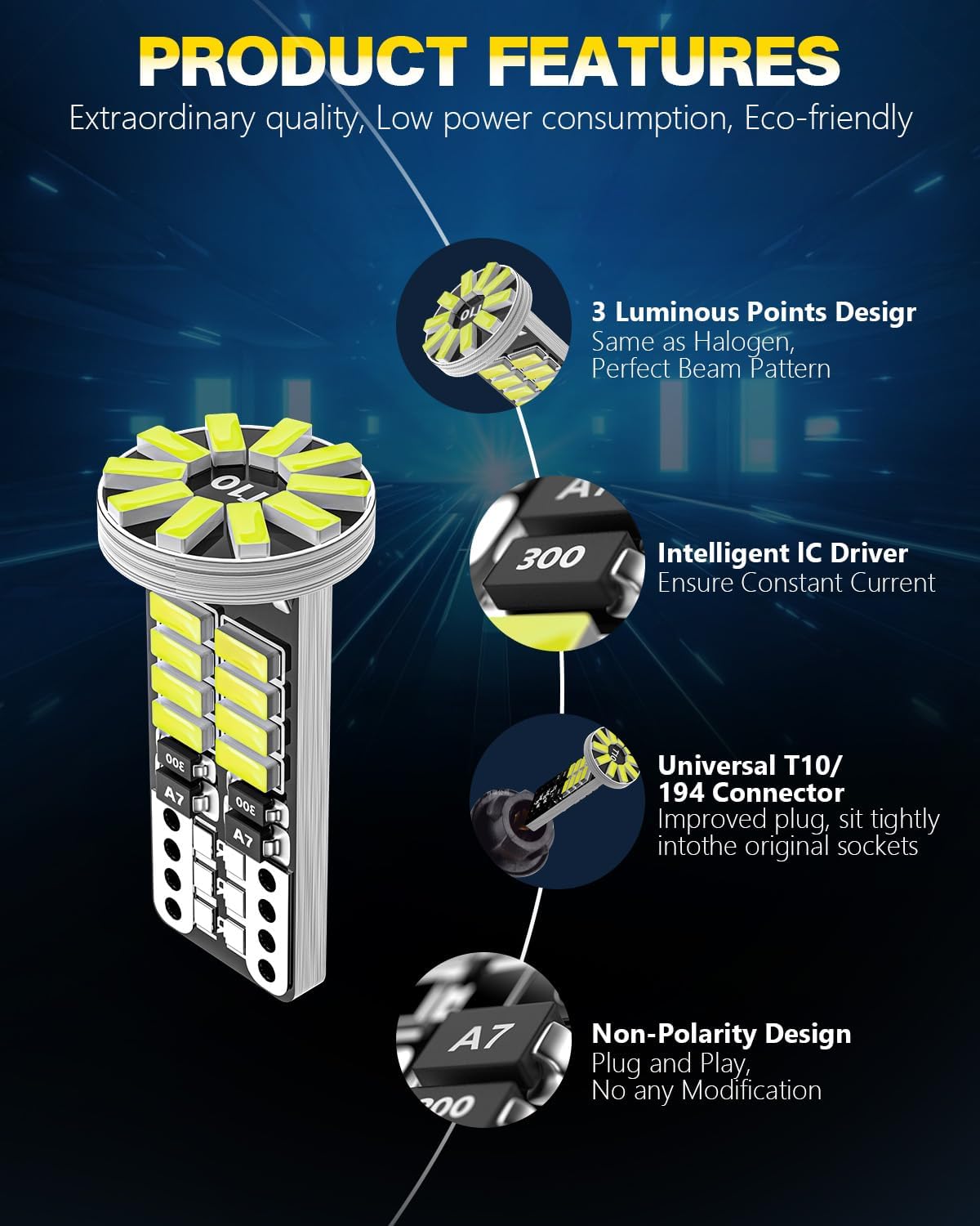 10Pcs 194 T10 168 W5W 2825 LED Bulb, Super Bright LED Car Interior Dome Map Camper RV License Plate Light Bulbs, Upgraded 25-SMD 3014 Chipsets 12V 400LM Ice Blue